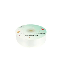 White Solid Colour Organza Ribbon 2.5cm