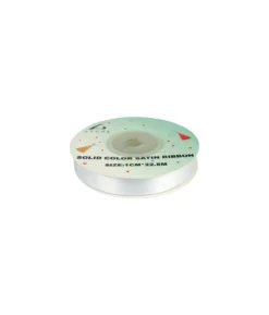 White Solid Colour Satin Ribbon 1cm