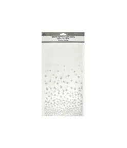 White Tablecloth With Silver Dots