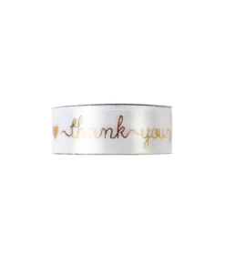 White Thank You Ribbon 2.5cm x 22.8m