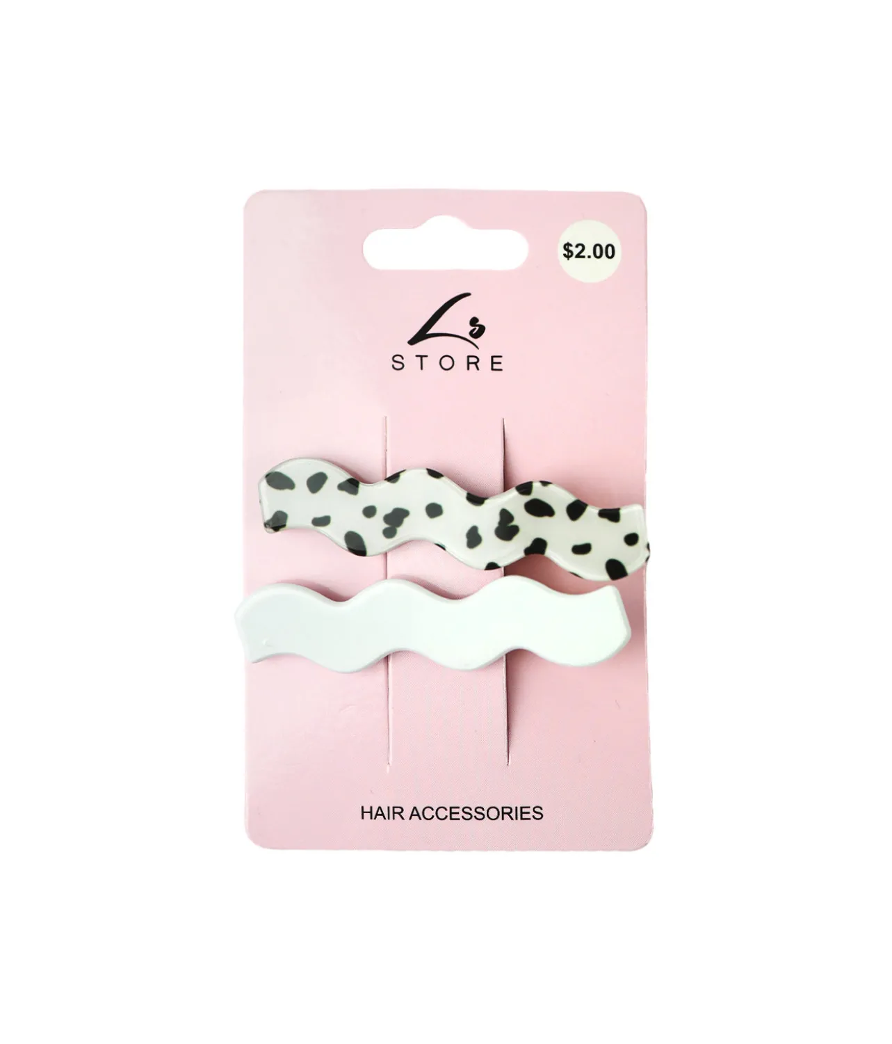 White Wave Design Hair Clip Set 2pk