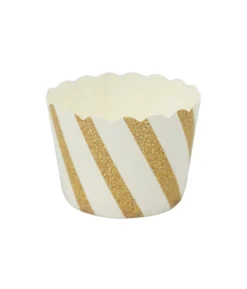White With Gold Stripe Baking Cup 24pc 6×4.5cm