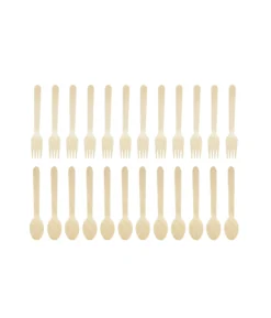 Wooden Spoons & Forks 16cm 24pk