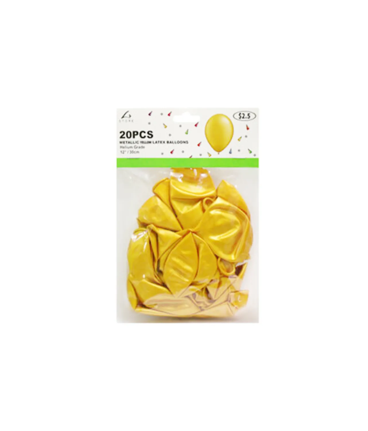 Yellow Metallic Latex Balloons 12inch 20pk