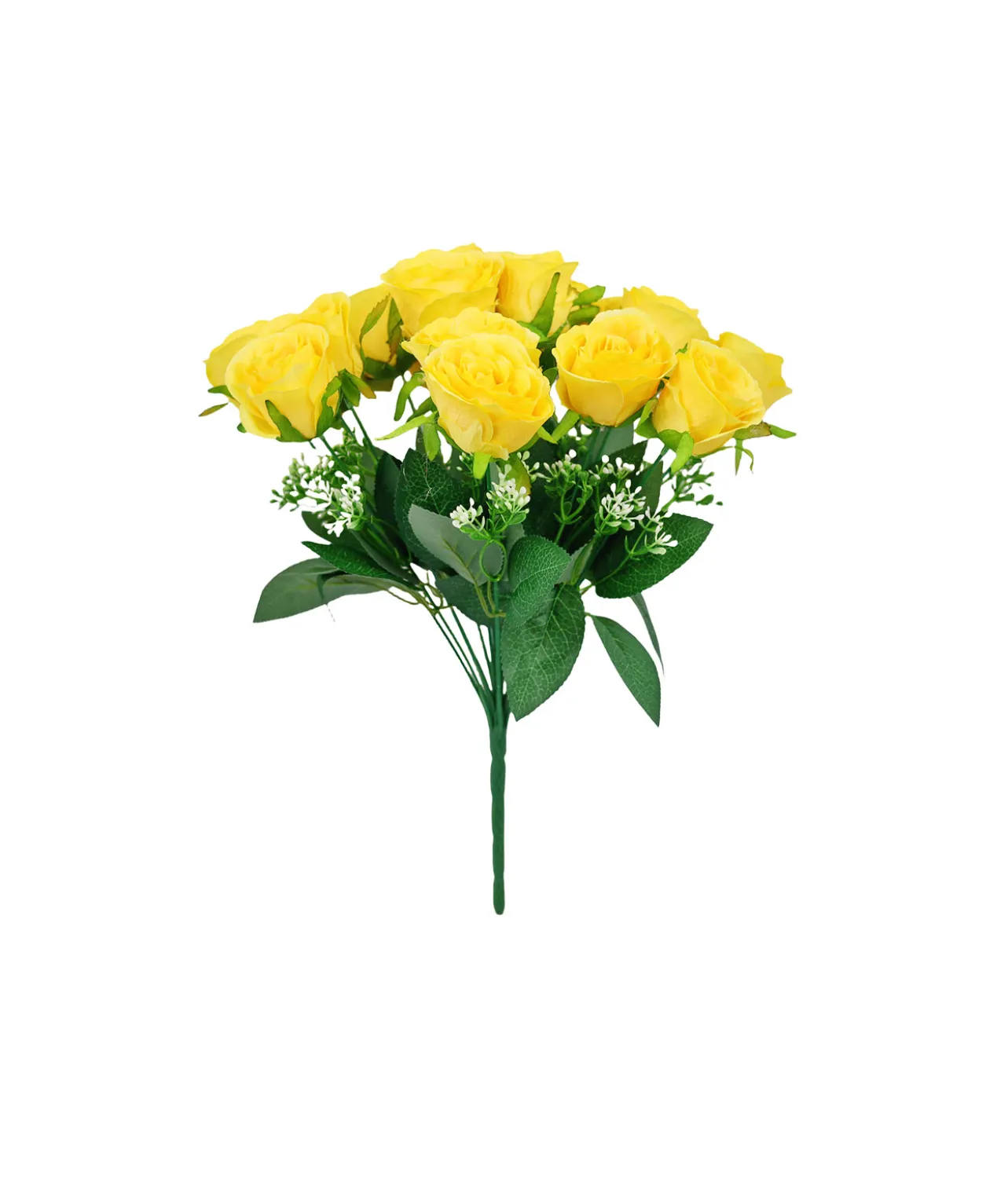 Yellow Rose Bush 18 Head 47cm